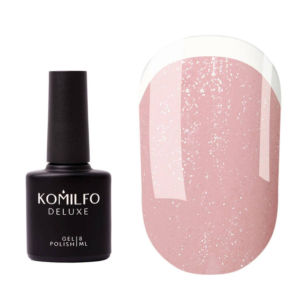

Komilfo KC Glitter French Base Collection №KC005 (бежево-розовый с серебряным микроблеском), 8 мл