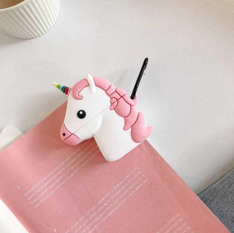 

Мультяшный чехол для наушников с изображением Единорога для Apple AirPods 1/2, Розовый