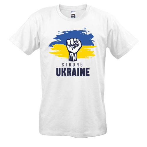 

Мужская футболка с патриотическим принтом STRONG UKRAINE