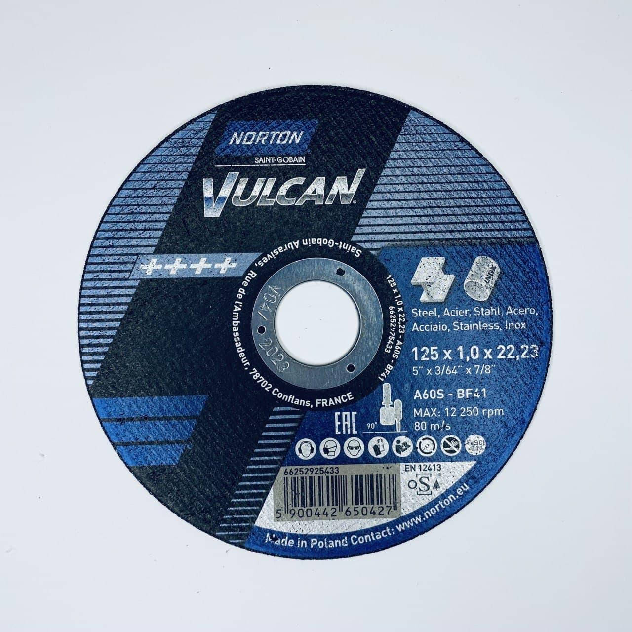 

Круг отрезной Norton Vulkan Ø 125x1x22.23 (металл/нерж)