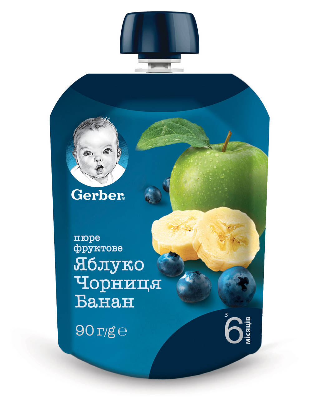 

Пюре GERBER "Яблоко, черника, банан", 90г