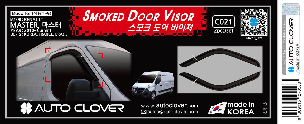 

Дефлекторы окон, ветровики Renault Master 2010-2021 (Autoclover C021)