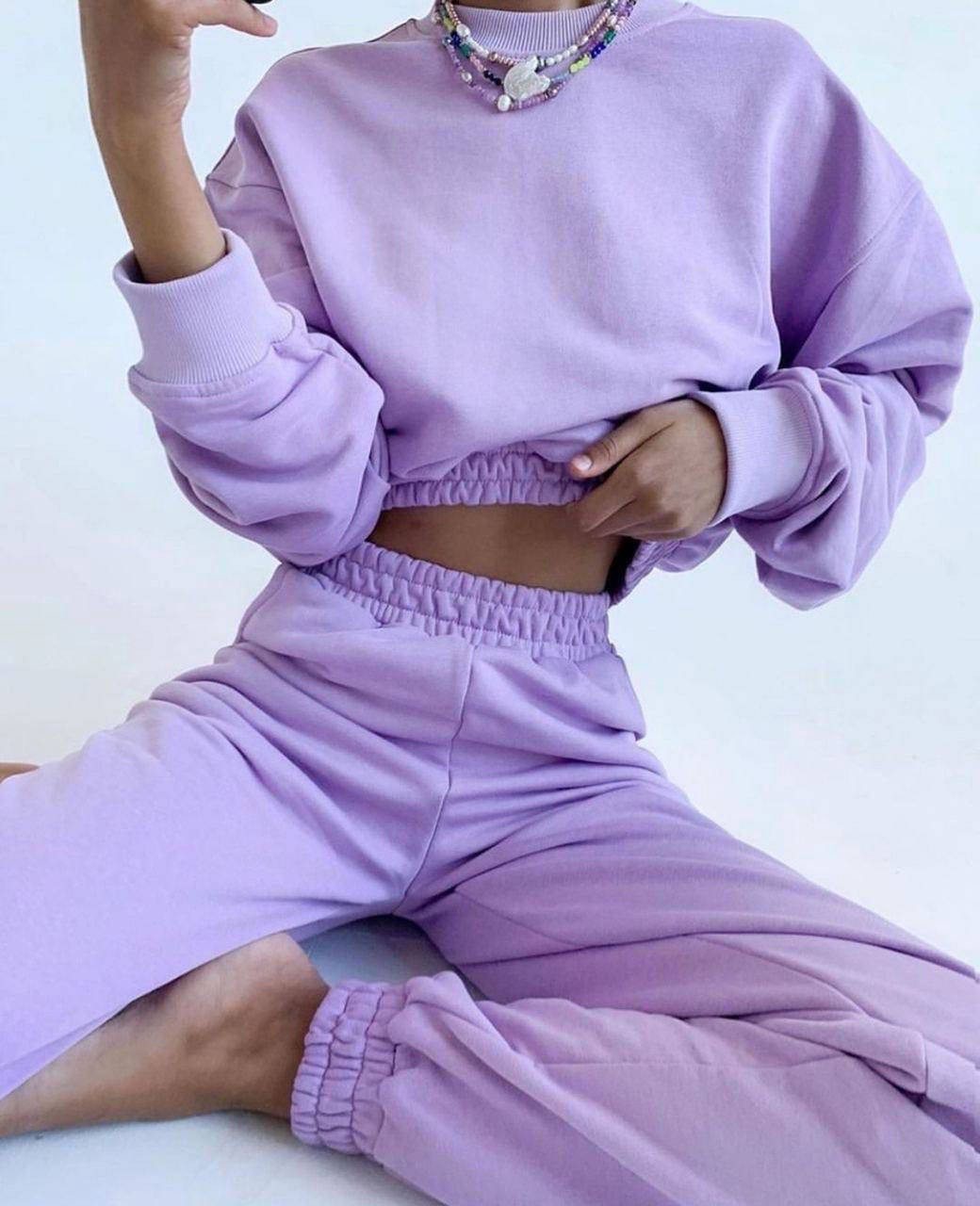 

Костюм спортивный с укорочённым худи на резинке