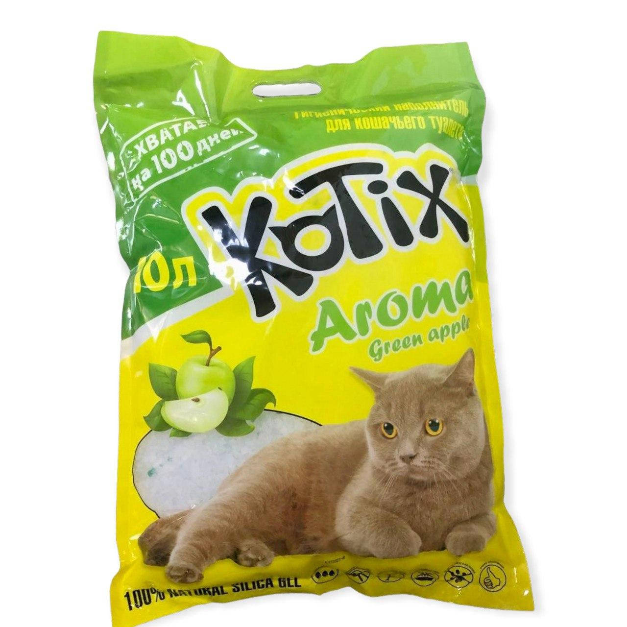 

Kotix (Котикс) Aroma - Наполнитель силикагелевый для кошачьего туалета с ароматом яблока 10л