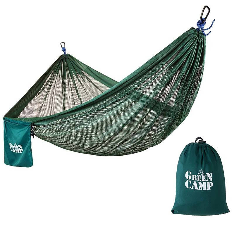 

Гамак GreenCamp "MINAS", 270х180см, полиэстр, зеленый, 2 карабина.