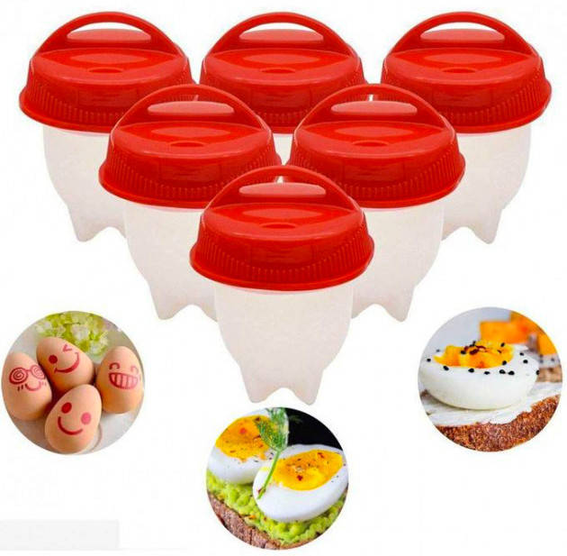 

Комплект силиконовых форм для варки яиц без скорлупы яйцеварка Silicone Egg Boil 6 шт. белый! Quality