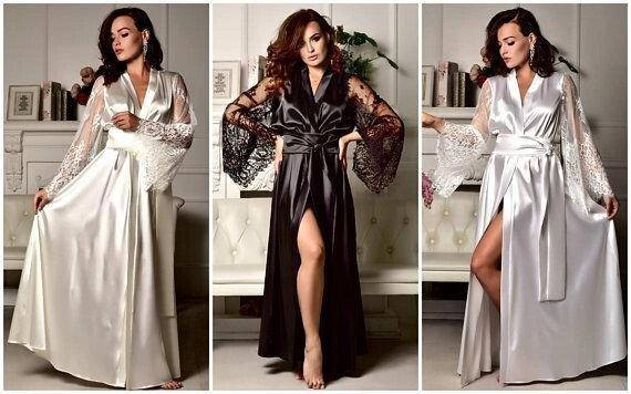 

Длинный атласный халат