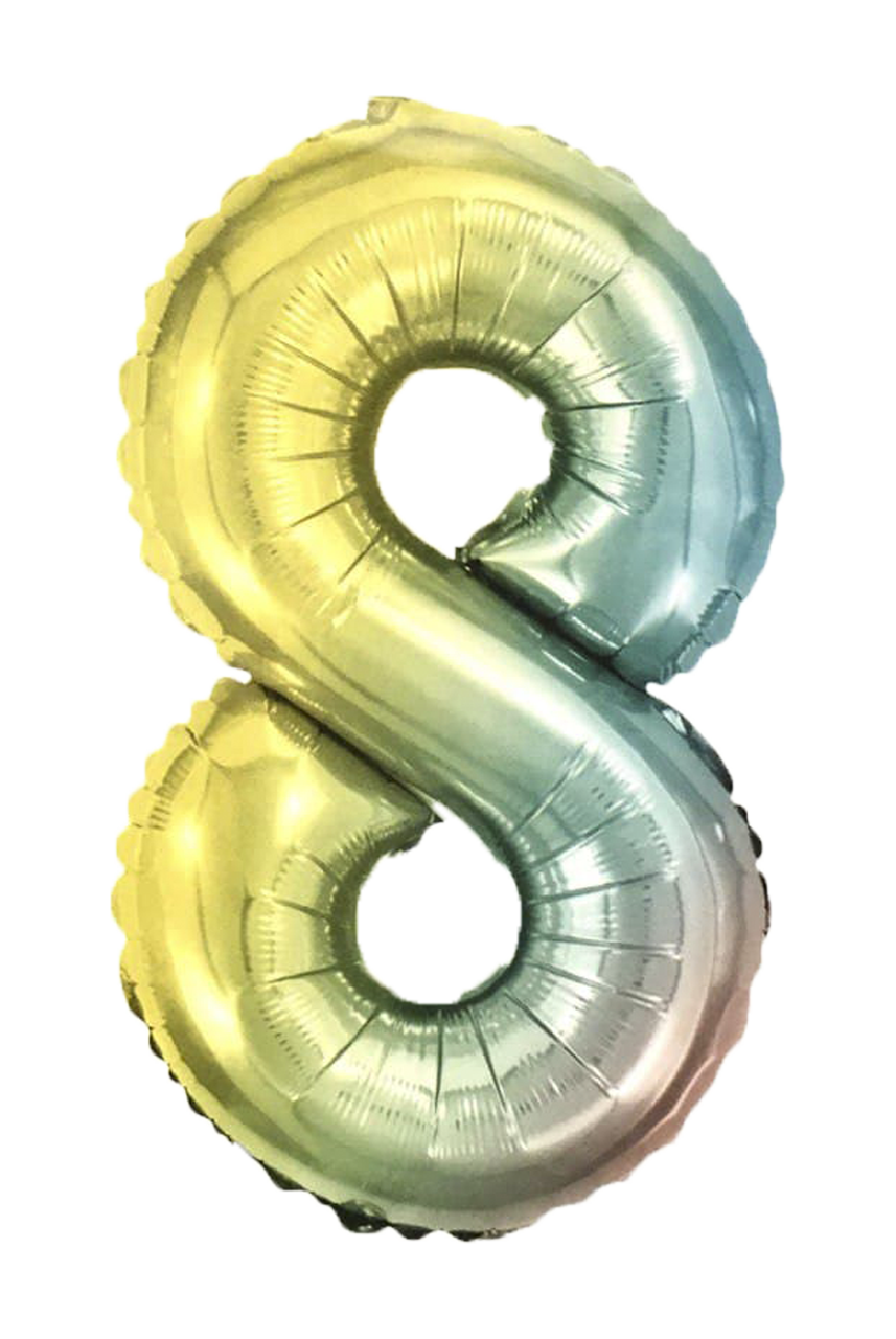 

Шар фольгированный радужный, цифра "8", Разные цвета