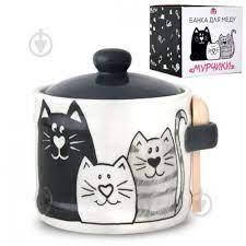 

Банка для меду з деревяною ложкою Мурчики (h-8,5см, d-10см, об-м-420мл)