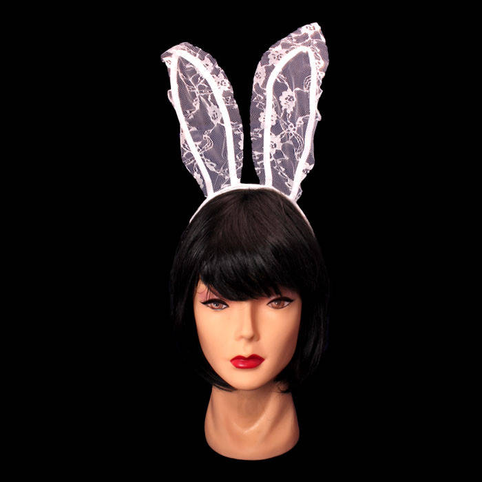 

Ушки Зайчика, белые, гипюровые, Белый