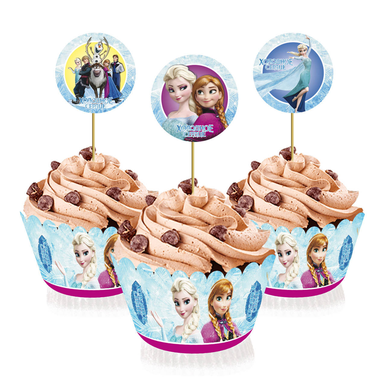 

Топперы Холодное сердце (Frosen) для капкейков , 6 шт. в уп