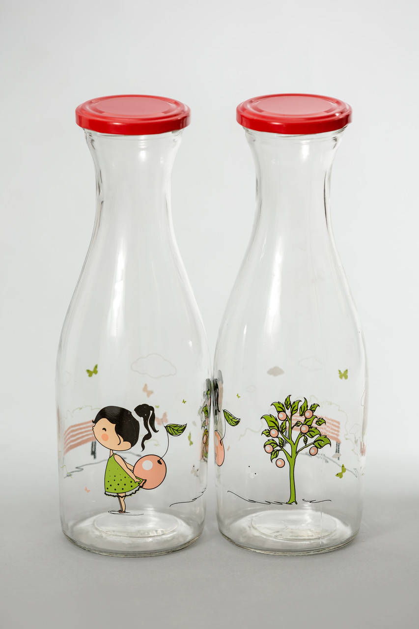 

Бутылка стеклянная Девочка 1 л Everglass для сока, компота, молока. воды