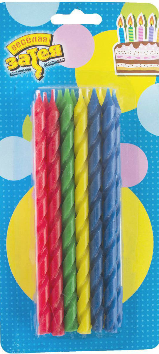 

Свечи для торта "Спираль мульти" 14см (12шт/уп)