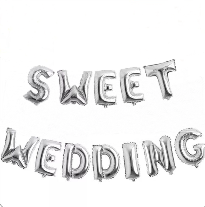 

Фольгированные надувные шары SWEET WEDDING | Серебро, Серебристый