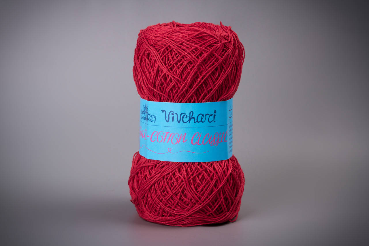 

Пряжа хлопковая Vivchari Ethno-Сotton Classic, Color No.019 красный