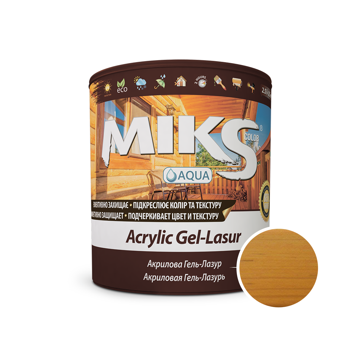 

Акриловая гель-лазурь Miks Color сосна полуглянцевый 2.5л