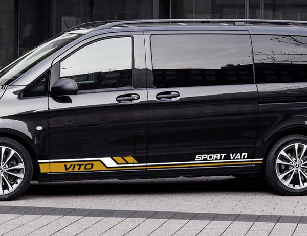 

Полосы на авто 3D TUNING STUDIO Мерседес Вито Спорт Ван 1180х110х0.15мм=4штуки, Черный