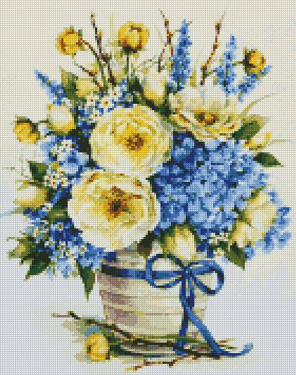 

Алмазная мозаика Лазурный букет Идейка 40 х 50 AMO7089