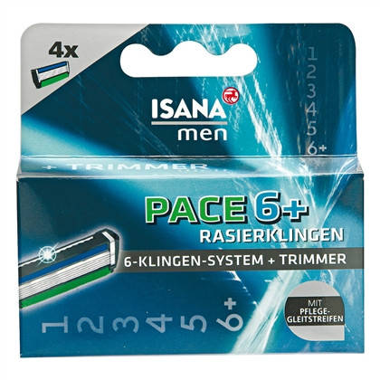

ISANA men Pace 6+ Rasierklingen - Сменные кассеты к бритвенному станку для мужчин 4 шт.