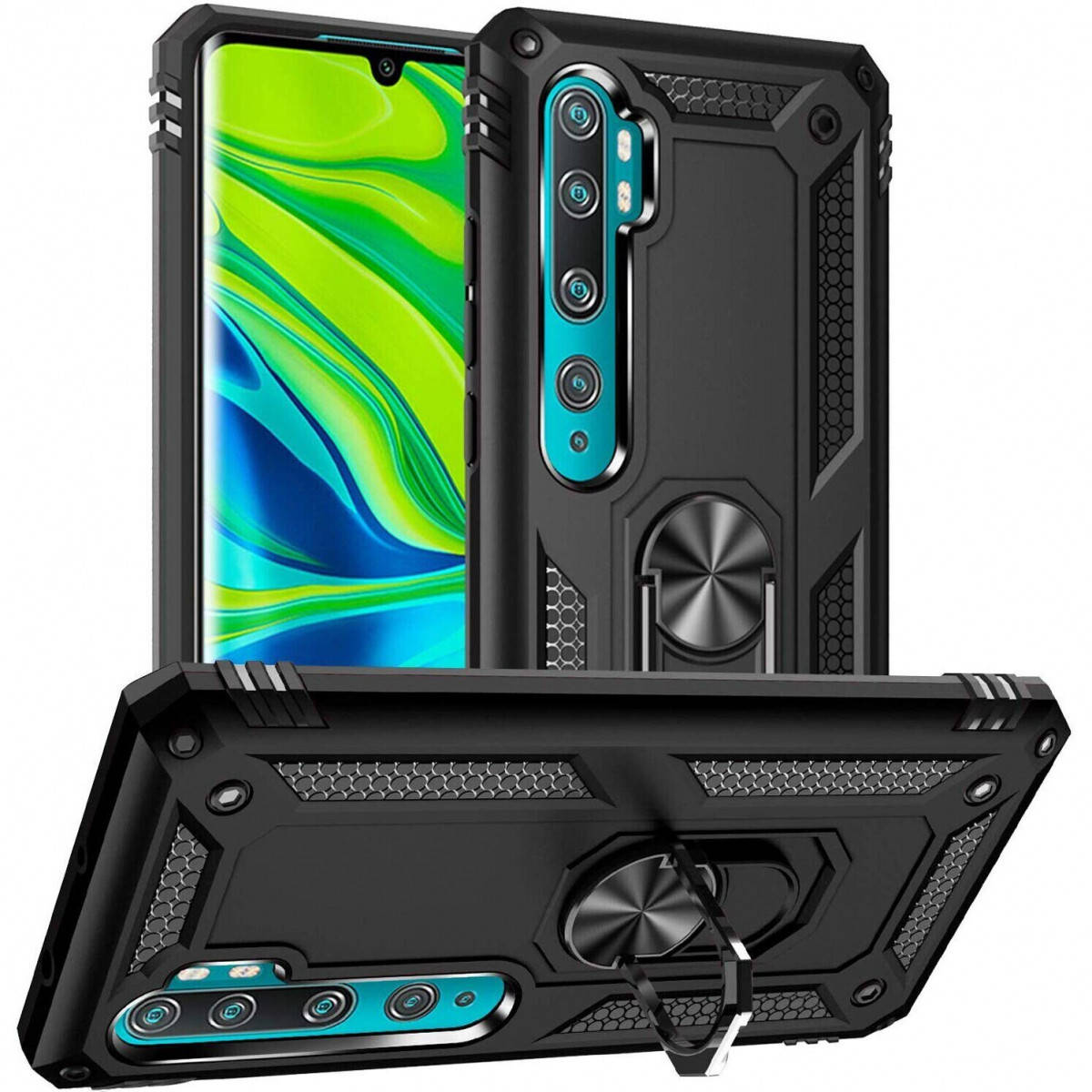 

Чехол с кольцом Defender для Xiaomi Mi Note 10 цвет Черный