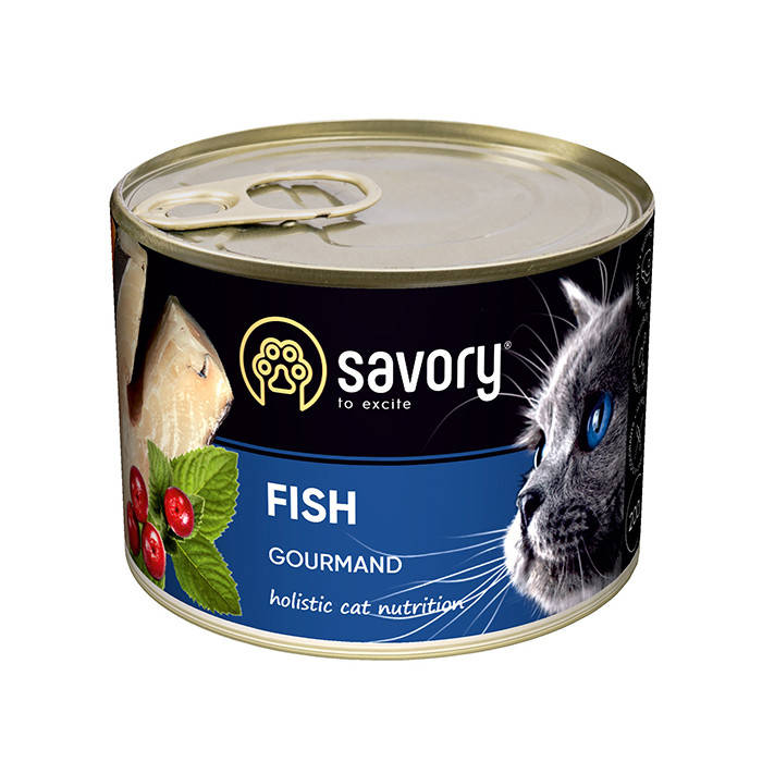 

Savory Cat Can Adult Fish Gourmand консерва для привередливых котов с рыбой 200 г