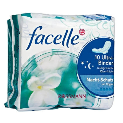 

Facelle Ultra Binden - Женские ночные прокладки с крылышками (5 капель)