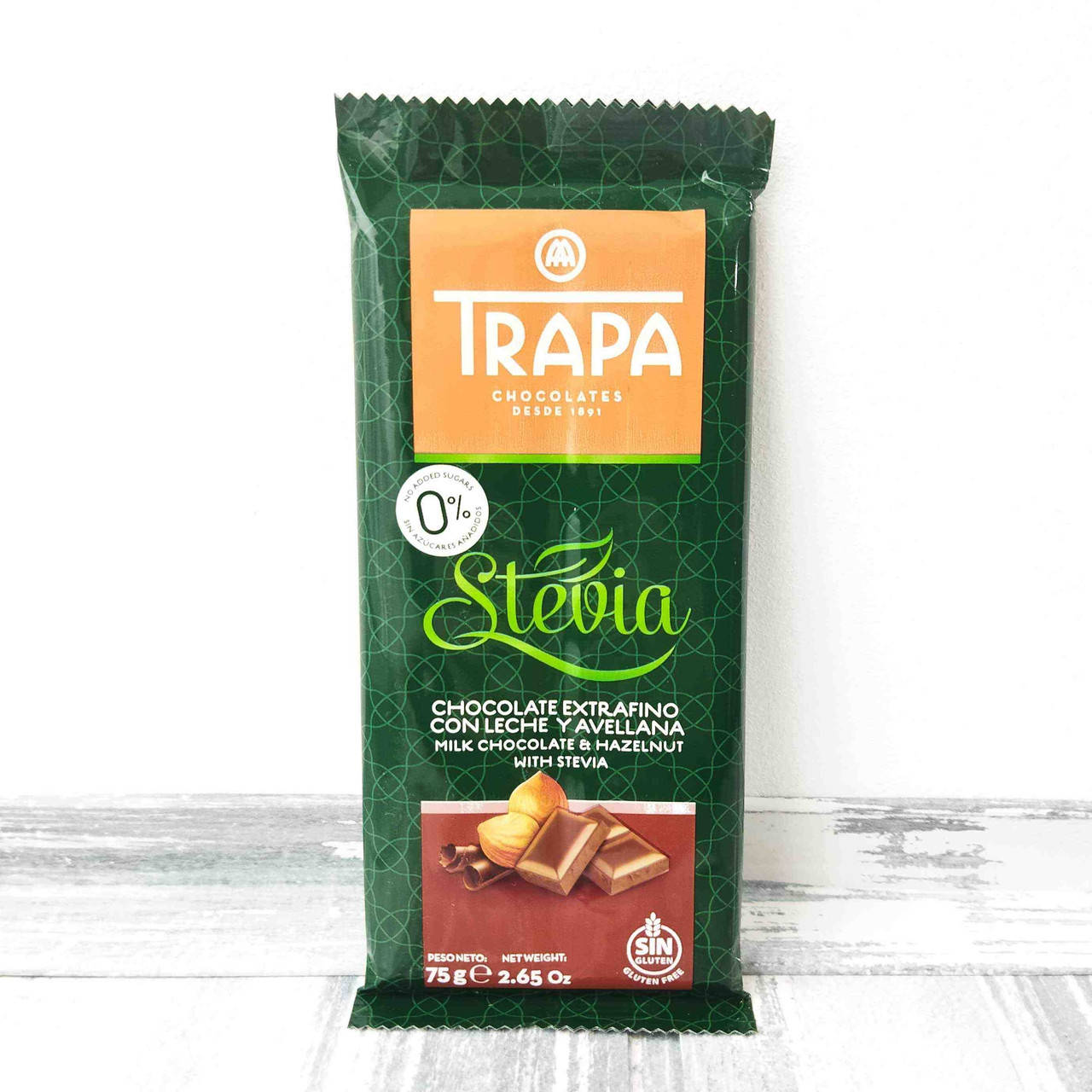 

Молочный шоколад с фундуком без сахара Trapa на стевии