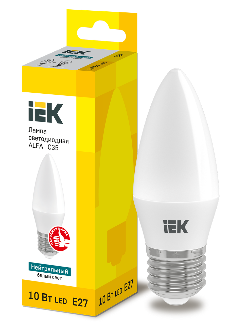 

Led лампа (светодиодная) alfa C35*4000К e27, иек [lla-c35-10-230-40-e27]
