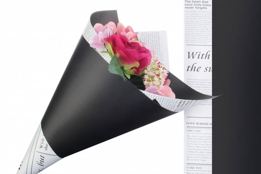 

Бумага-калька для упаковки и декорирования двусторонняя 60*60 см с газетным принтом черная 51-31167