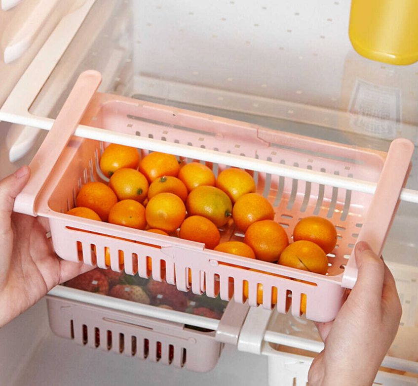 

Раздвижной пластиковый контейнер для хранения продуктов и мелочей. Розовый Кладовка
