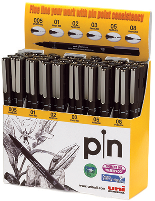 

Лайнер Дисплей с 60 лайнерами PiN fine line, UNI PIN-200/5D (PIN-200/5D x 29811)