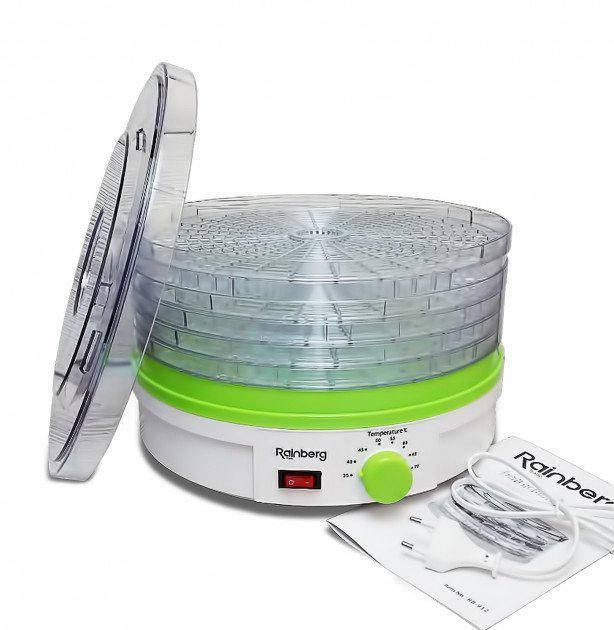 

Сушилка для овощей и фруктов Rainberg RB-912 800W бело-зеленая (8086)