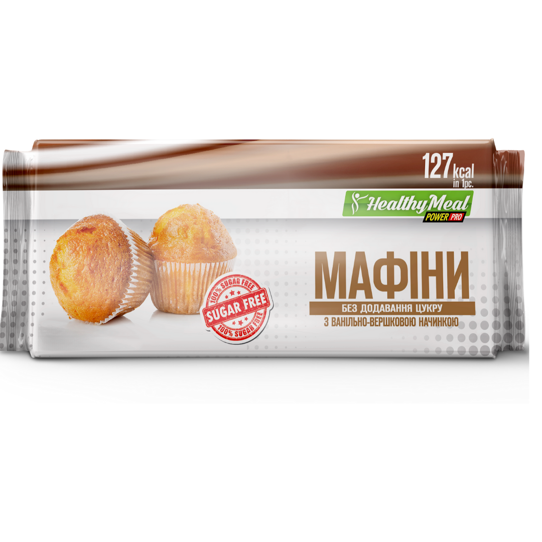 

Мафіни Power Pro (без цукру) (2х35 грам), ванільно-вершкова начинка
