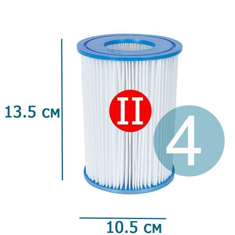 

Сменный картридж для фильтр насоса Bestway 58094 тип «II» 4 шт, 13.6 х 10.6 см