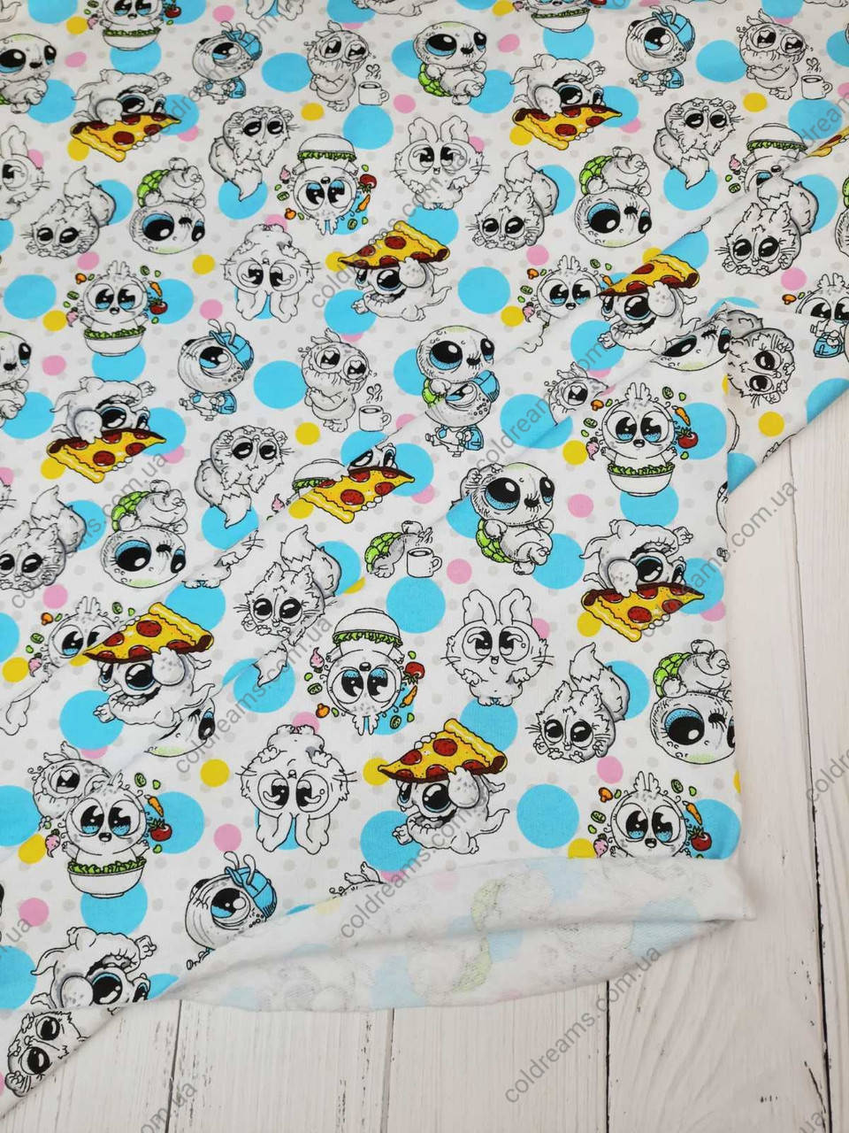 

Футер двунитка с начесом "Космические чудики " - 180см. (ротация). 100%хб