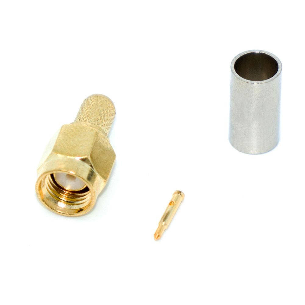 

Разъём SMA, штекер SMA, прямой (на кабель RG-58) обжимной, Gold