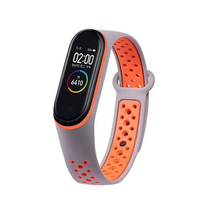

Ремешок для фитнес-браслета Xiaomi Mi Band 3 и 4 Nike Design Gray with orange