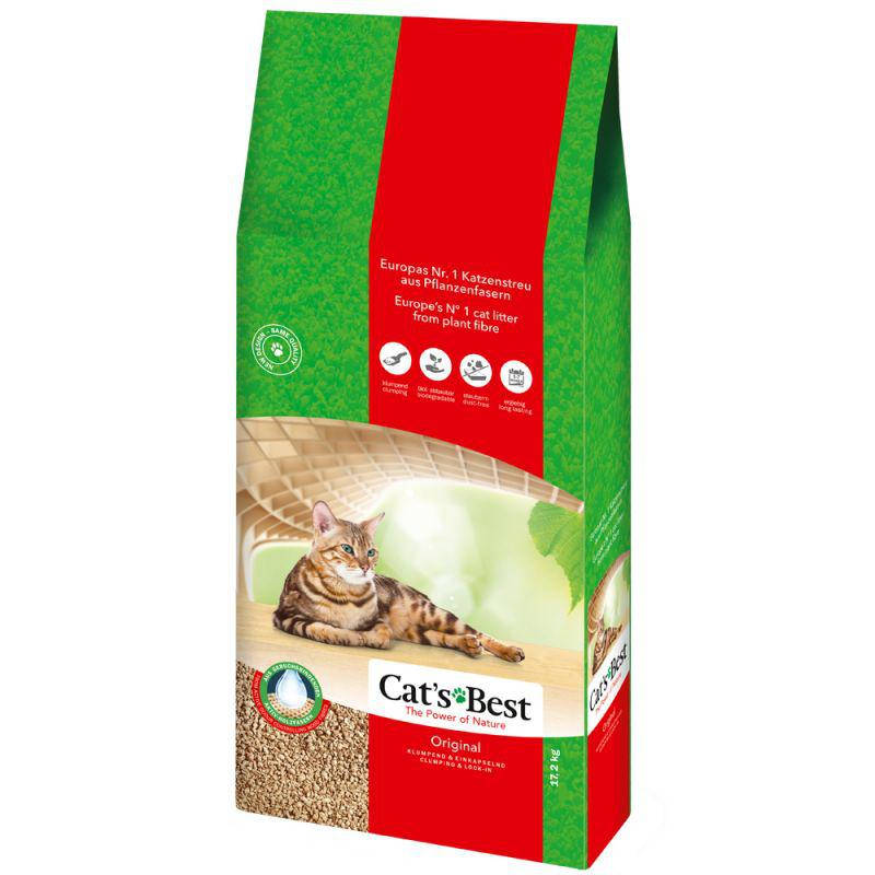 

Cats Best Original древесный комкующийся наполнитель для кошек 40л, 17.2кг