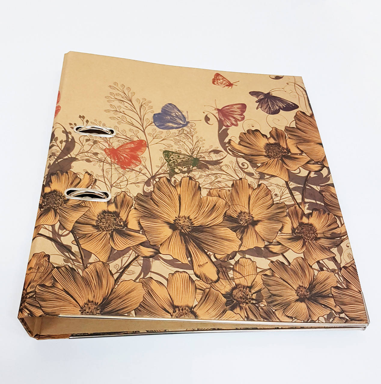 

Папка-регистратор, А4, 70 мм, КРАФТ, металлический кант, Цветы