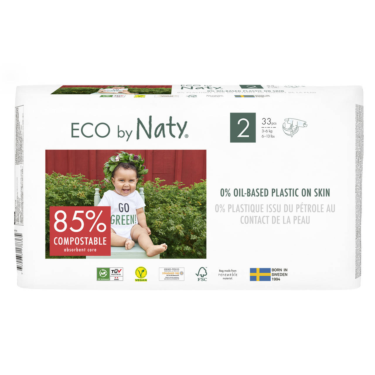 

Органические подгузники Eco by Naty Размер 2 (от 3 до 6 кг) 33 шт