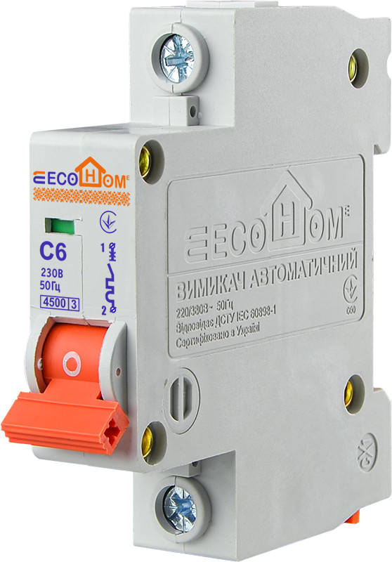 

Автоматический выключатель ECO 1p C 6A ECOHOME [ECO010010001]