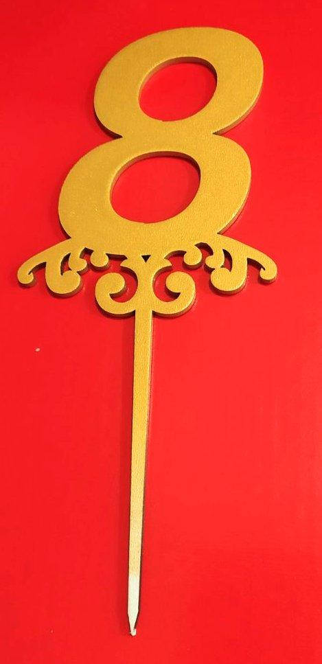 

Топер для кондитерських виробів Цифра золотиста 8