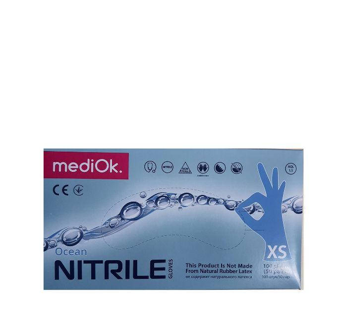 

Перчатки нитриловые , 100шт\уп mediok, Голубой