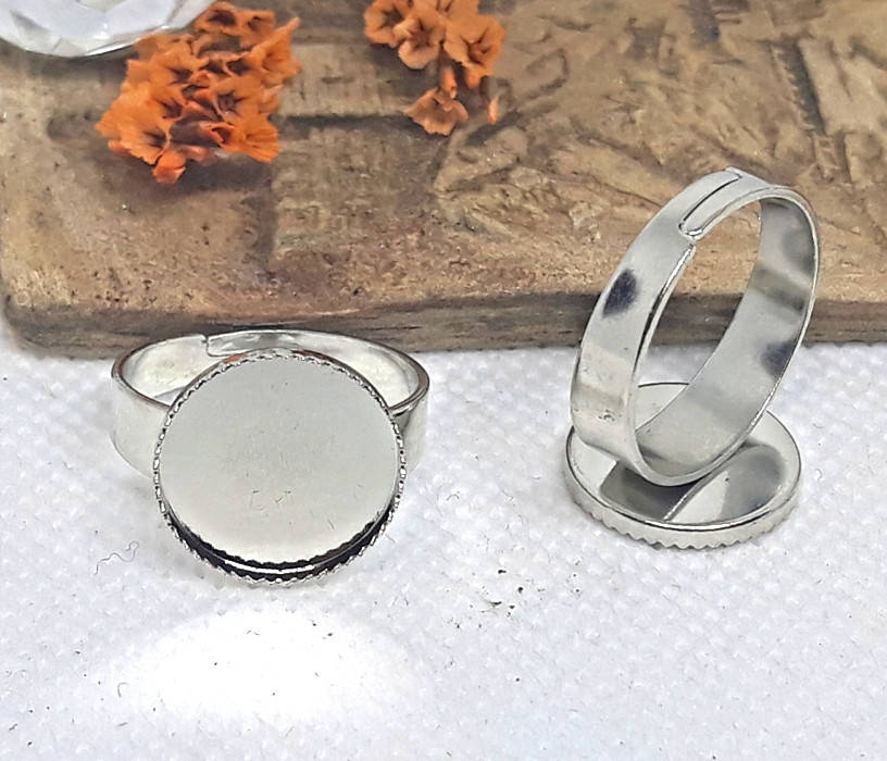 

Основа для кольца Сеттинг круглая Сталь 15 мм под кабошон 14 мм, Серебристый