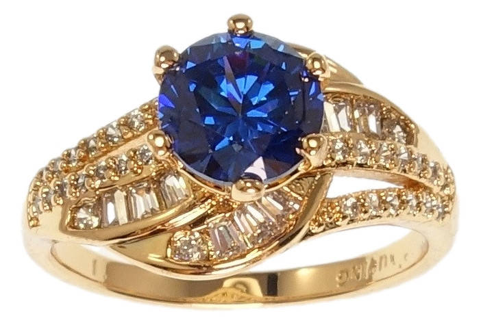 

Кольцо Xuping Позолота 18K "Шарм с синим кристаллом и цирконием"р. 16,16.5,17,18.5