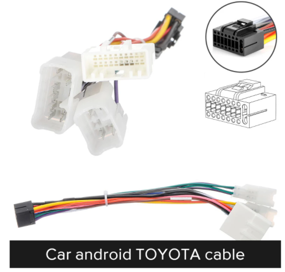 

Кабель переходник 16pin для подключения магнитолы Android 7" 9" 10" дюймов к штатной проводке Toyota