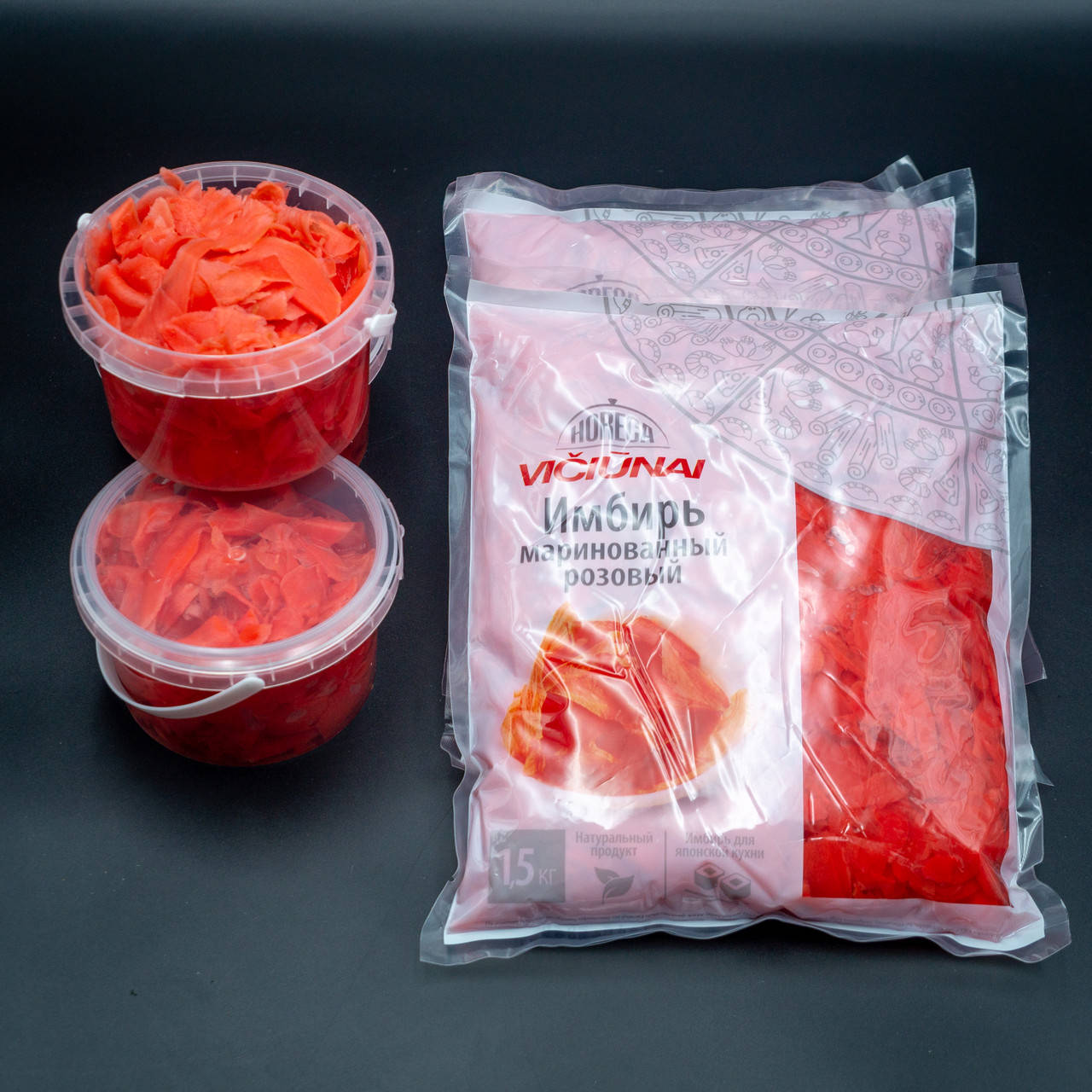 

Имбирь маринованный розовый. Нетто 1кг.