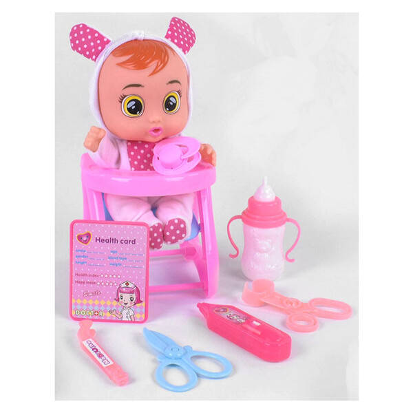

Пупс Cry Baby плачущий младенец с большой головой и глазами кукла плакса со стульчиком и аксессуарами (58047)