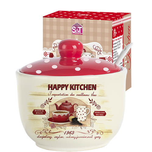 

Сахарница с ложкой 450мл 'Happy Kitchen' (d-11см, h-7,5 см)