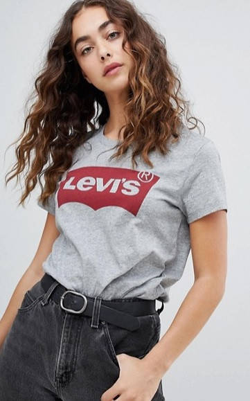 

Футболка женская "Levis", левис серая меланж, Белый